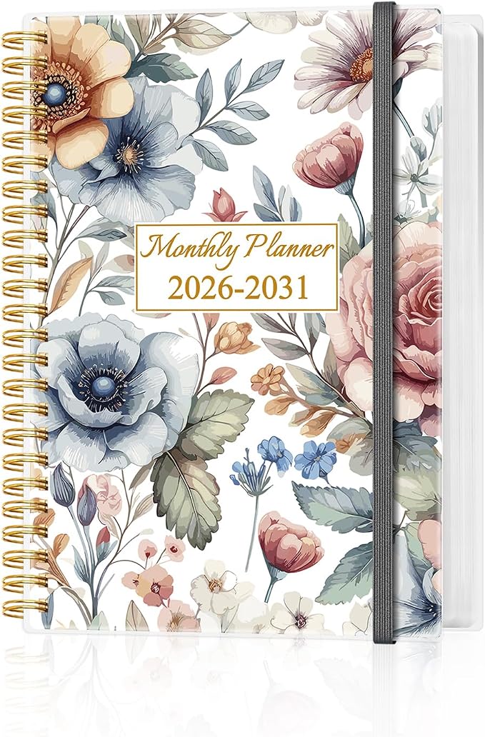 2026-2031 Monthly Planner - 60 Month PLanner Calendar from July 2026 to June 2031, 5 Year Planner 2026-2031 with Flexible Cover, Inner Pocket, Perfect for Home | School | Office, 5.8" x 8.5", Colorful Large Flower