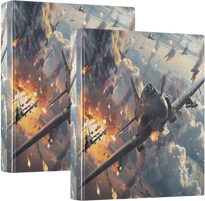 Fighter Jets in Action 3 Ring Binder 1.5 Inch 2 Pack with 200 Sheet for Kids School Supplies Women Men Office