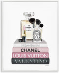 Cosmetics on Bookshelf Glam, 11 x 14 Inch Framed Giclée Print | Stupell Industries · By Amanda Greenwood · Ready to hang · Chic gift for fashion lovers · Made in USA