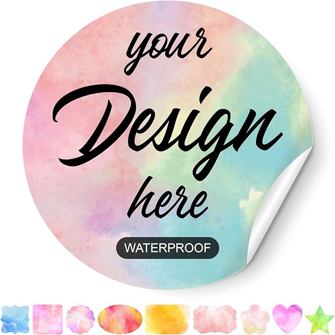 AHEADGOODS Custom Stickers - Personalized Labels, Custom Design, Watercolor, Vinyl, Circle, 100 Labels