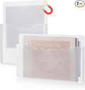 Feifeiya 2 Pcs Magnetic File Folder Wall Hanging Holder Large Pocket Paper Magazine Mail Organizer for Refrigerator Classroom Locker Whiteboard(Mixed,Clear,13.8 x 8.3 Inches,12.2 x 9.4 Inches)