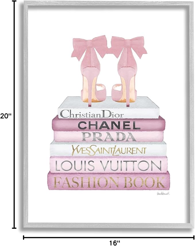 Pastel Pink Heels Books Glam Still Life, 16 x 20 Inch Framed Giclée Print | Stupell Industries · By Amanda Greenwood · Ready to hang · Made in USA