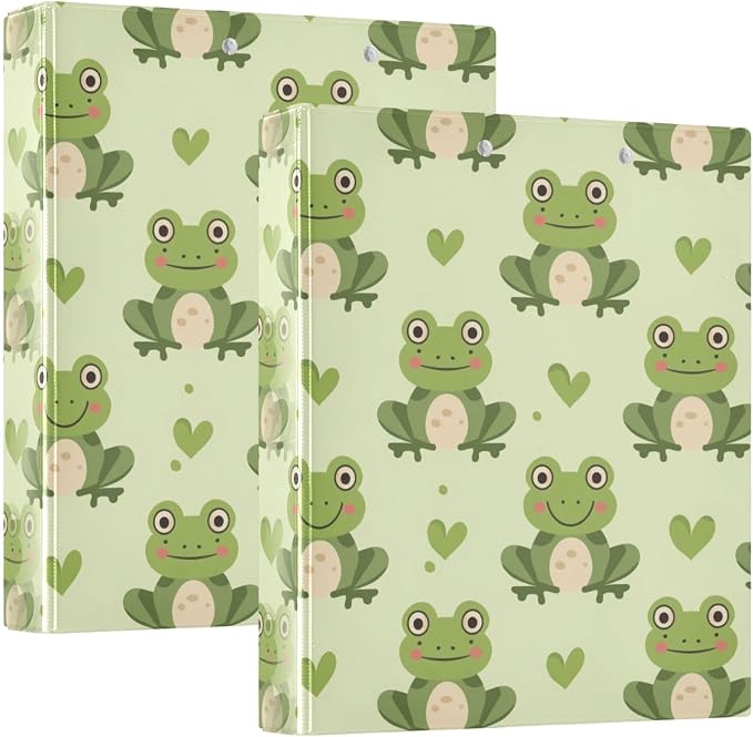ALAZA 3 Ring Binder Frog Cute Animal Clipboard Round Ring Binder Holds 1.5 Inch Three Rings Binder Heavy Duty Binders for School Office Supplies, 1Pack