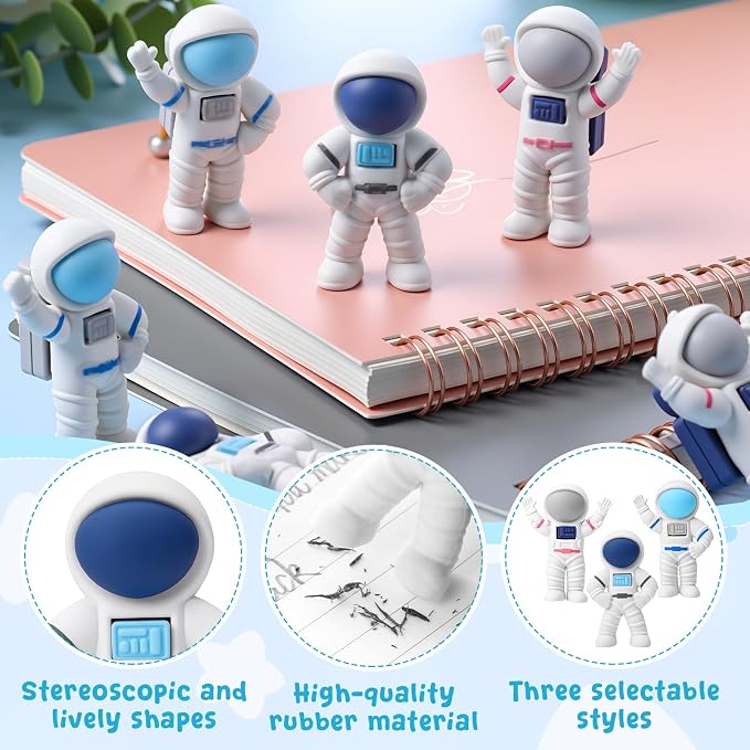 Resurhang 96 Pcs Space Themed Erasers Astronaut Figurines Eraser