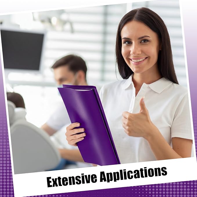 Teling 24 Pcs Report Covers with 3 Prong Fasteners Clear Front Presentation Folders Frame View Poly Report Folder Presentation Binder for Paper Document School Office(Dark Purple)