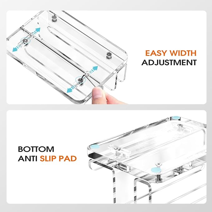 Acrylic Vertical Laptop Stand, 3-in-1 Design with Adjustable Slot Width | Clear Laptop Holder Desktop Space Saving, Supports Suitable for MacBook, IPad, IPhone, Chromebook, Surface, Samsung, Etc