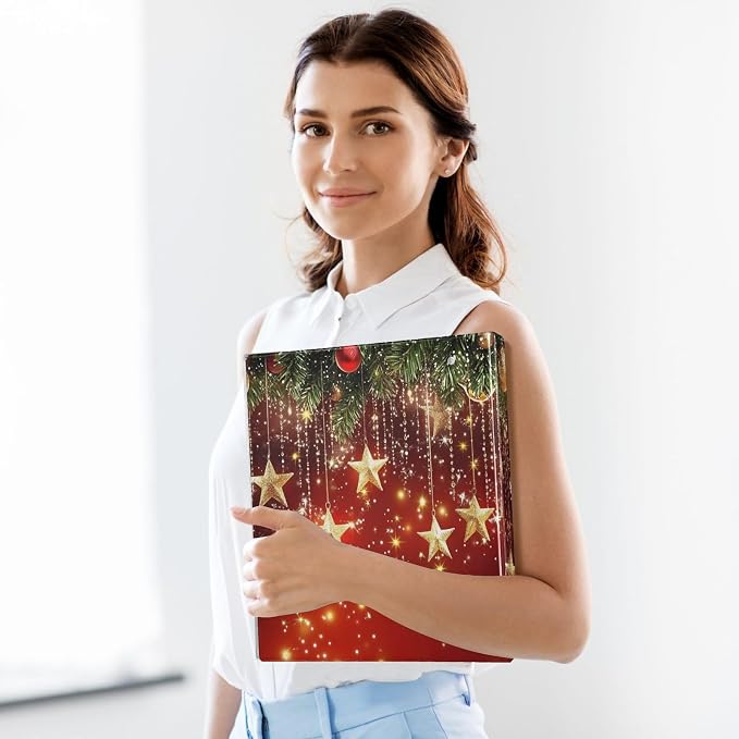 3 Ring Binder Christmas Stars Christmas Balls 1.5 inch Binders Three Ring Binders with Clipboard Fit 8.5'' x 11'' Paper 3 Interior PVC Clear Pockets for Office Supplies