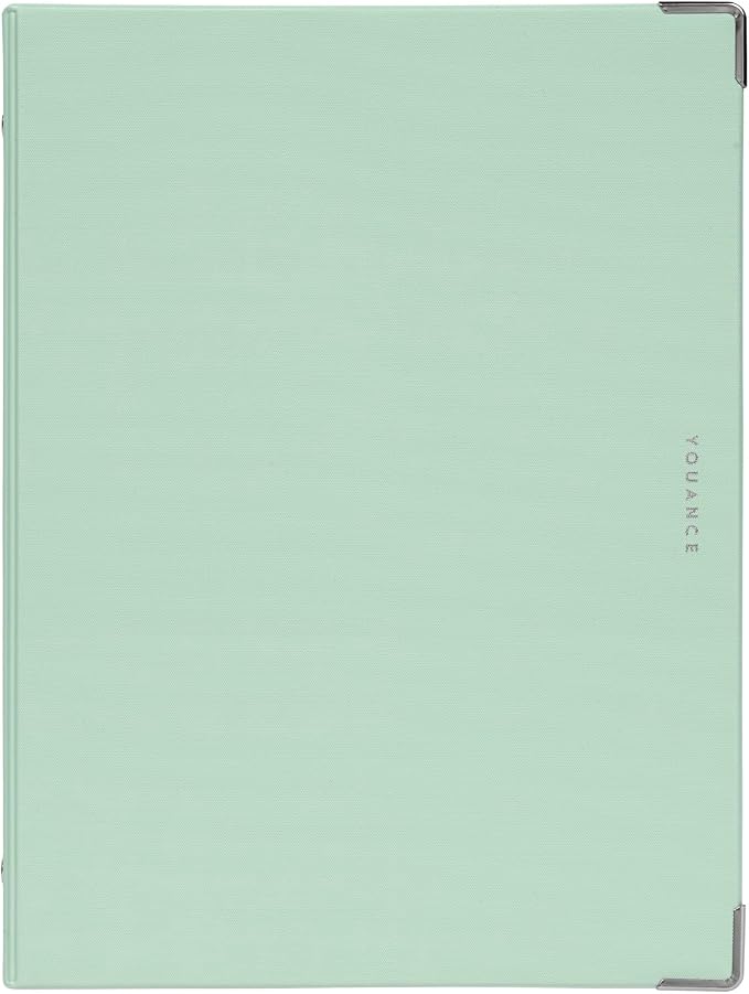 Maruman YOUANCE 20-Ring Binder, Holds 70 Sheets, A5 5.83"x8.27", Mint Green | Durable Vinyl Cover, Storage Pocket, Includes 10 3mm Graph Paper Sheets & Clear Sheet Protector, Made in Japan