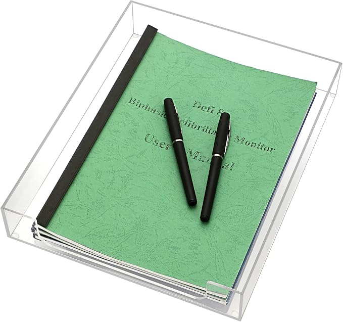 BTSKY 1 Pack Multipurpose A4 File Tray Clear Acrylic Desk Tray Organizer Elegant Letter Size Desk Documents Trays Magazine Files Storage Basket Organizer Bin for Office Cosmetics Bathroom