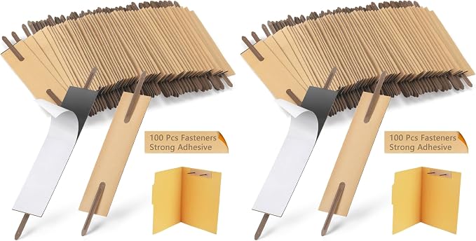 Self-Adhesive Prong Paper Fasteners- IMLIKE 2" Capacity,Strong Adhesion,Metal Fasteners，2.75" Base for Paper Folder or Files,100 pcs/Box (Pack of 2)