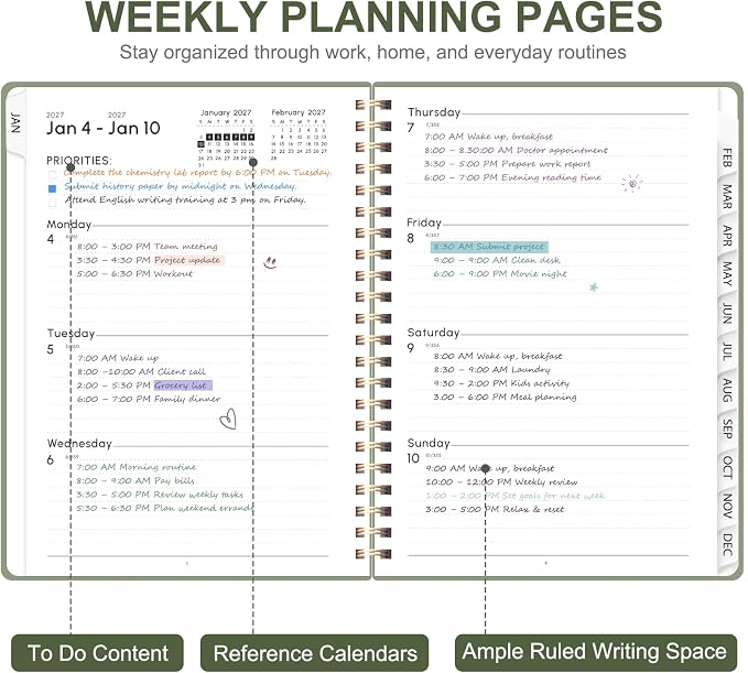 2027 Planner, Weekly and Monthly Calendar Planner Book, A5(6.3'' x 8.5'')