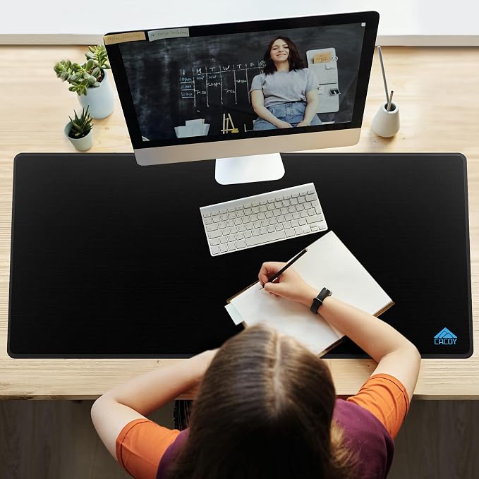 Cacoy 48"x24" XXL Large Gaming Mouse Pad, Non-Slip Computer Desk Mat, Black | Durable Stitched Edges Desk Pad for Gamer Optimized Special-Textured Surface Oversized Keyboard Mousepad for Speed & Control