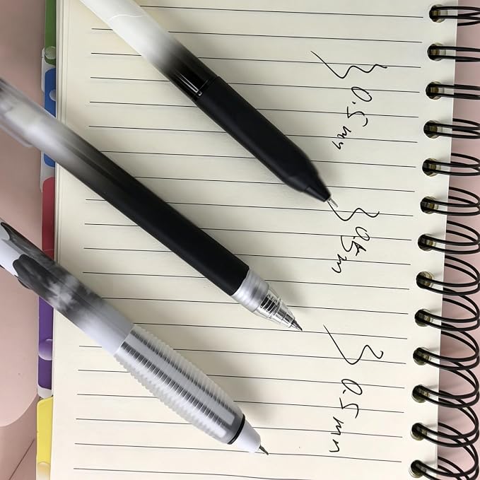 Fengtaiyuan Retractable Gel Pens, 0.5mm Fine Point Black Ink, Quick Dry No Smudge Gel Pens with Comfort Grip, Smooth Writing for School Office Note Taking, 6 Pack