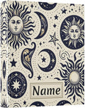 Custom 3 Ring Binder Sun Moon Crescent Boho Stars 1.5" Round Ring Binders Personalized Name View Binder with 200 Sheet for Women Men Office Kids School Supplies, 1 Pack