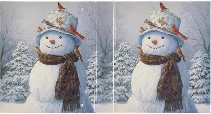 Birds and Winter Snowman Binder 3 Ring 1.5 Inch Binder with Clipboard&Pockets, Hardcover Binders Heavy Duty Large File Folder for Office School Supplies - Holds 200 Sheets