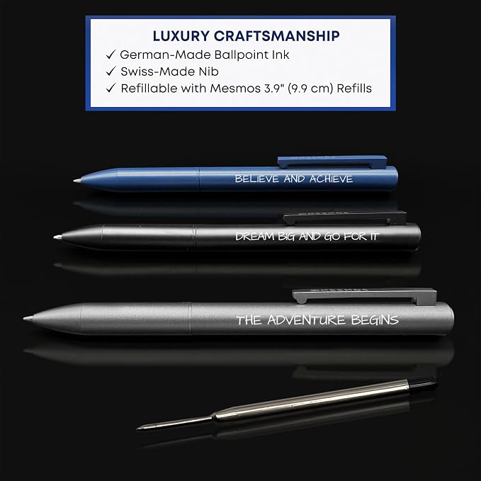 MESMOS Graduation Gift for Him 2026, 3pc Luxury Pen Set, German Ink & Swiss Nib, College and High School Graduation Gifts for Boys, Masters Grad Gift for Him, Men, Male, Son, Dad, Boys