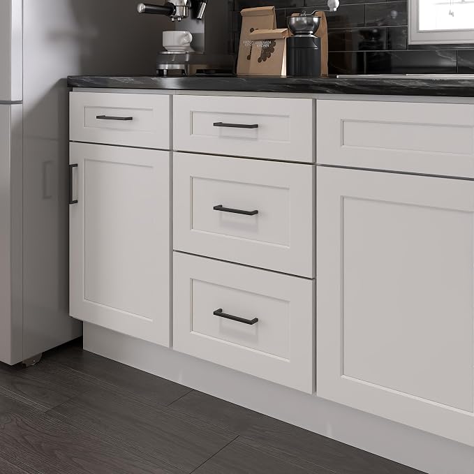 Furinno Shaker Drawer Base Kitchen Cabinet with 3-Drawers, Ready to Assemble, 24 D x 18 W x 34.5 H, White