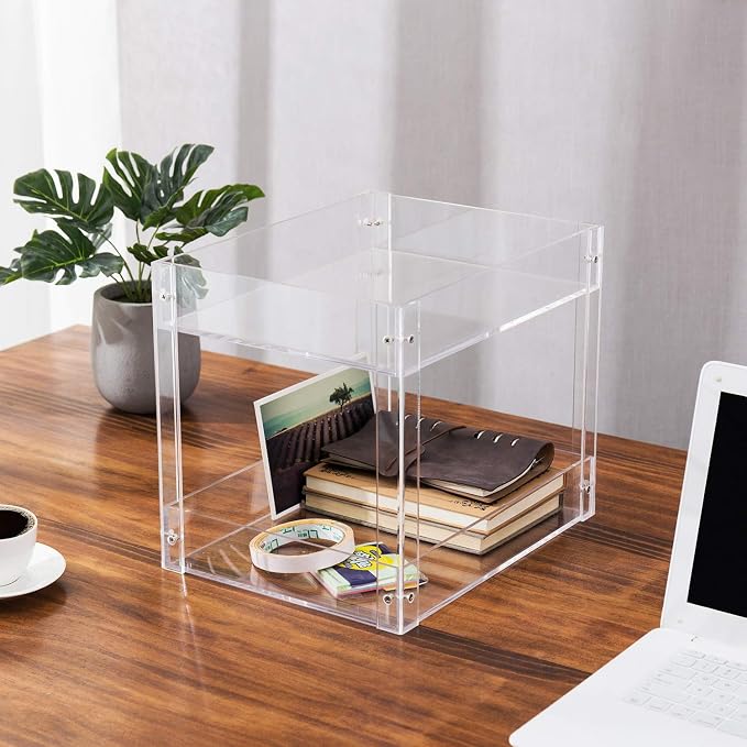 MyGift 2-Tier Premium Clear Acrylic Desk Letter Tray Organizer, A4 Size 2 Tier Document Organizer Desktop File Paper Holder Rack for Home and Office