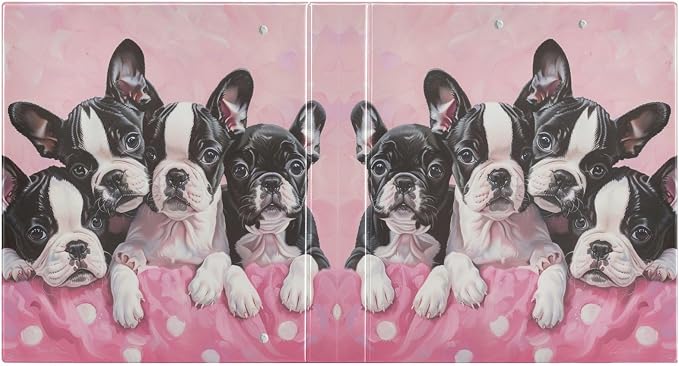 Boston Terrier Puppies Pink 1.5 Inch Binders 3 Ring for Letter Size Holds 200 Sheets Notebook Binder with Clipboard for Women or Men 2 Pack