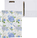 Blue Purple Hydrangea Binder 1.5 Inch Binder with Clipboard&Pockets, Lilac White Floral Hardcover Binders 3 Ring, Heavy Duty Large File Folder for Office School Supplies - Holds 200 Sheets