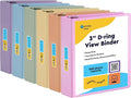 Enday 3 inch 3 Ring Binder (6 Pack - Assorted Colors) Binder 3 inch with Clear View Cover and 2 Inside Pocket - for Letter Size 8.5 x 11'' Paper, Ideal for School Supplies, Office, and Home