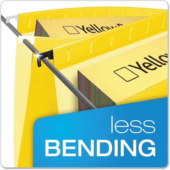 Pendaflex SureHook Reinforced Hanging Folders, Letter Size, Yellow, 1/5 Cut, 20/BX (6152 1/5 YEL)