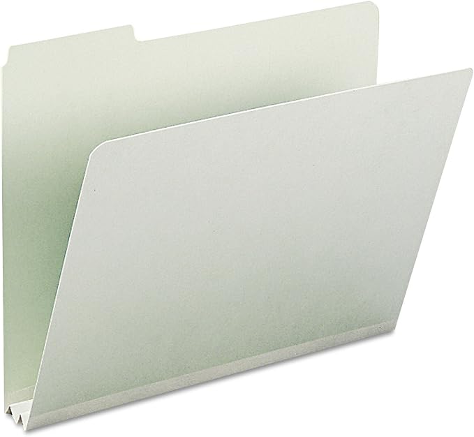 Smead Pressboard File Folder, 1/3-Cut Tab, 2" Expansion, Letter Size, Gray/Green, 25 per Box (13234)