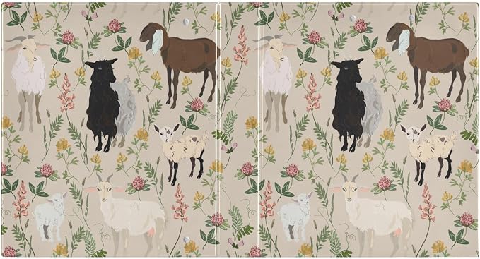 3 Ring Binder 1.5 Inch Goat and Flowers Light Beige Clipboards Binders with Interior Pockets Round Ring Binder for Office Supplies and School