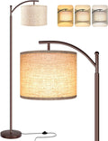 Floor Lamp for Living Room, LED Standing Lamp Tall Industrial Floor Lamp Reading for Bedroom, Office (9W LED Bulb, Beige Lampshade Included) -Oil-Rubbed Bronze