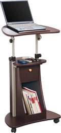 Techni Mobili Sit-to-Stand Rolling Adjustable Storage Medical Laptop Computer Cart, Chocolate, B005 | Adjustable Height Rolling Laptop Cart w/Tilting Top, Storage Shelf, Locking Wheels, Sit to Stand Desk,Mobile Podium,Chocolate
