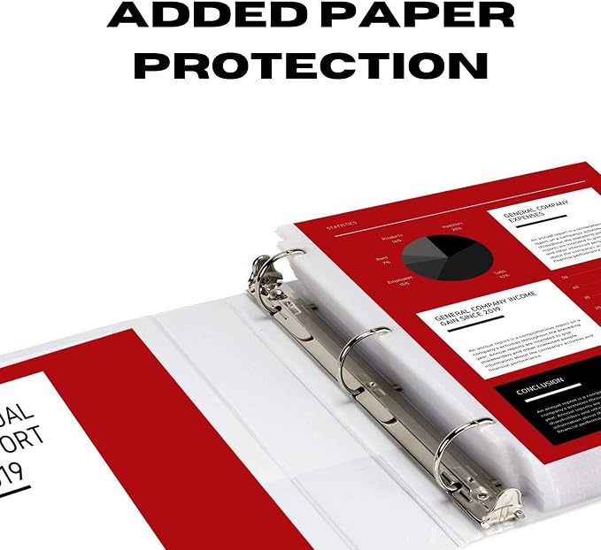 Performore 3 Ring Binder, Professional Angle D Ring 2.5 Inch, Presentation Folder for Standard Pages 8.5 x 11 with Pockets, Crystal Clear View White (4 Pack) - Ideal for Office Supplies