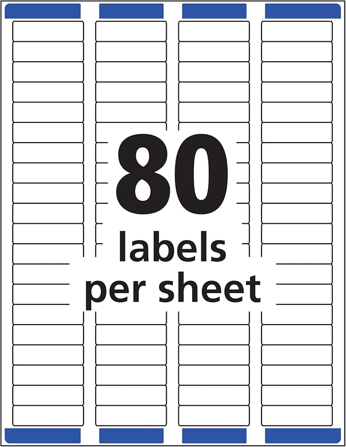 Avery® Printable Return Address Labels, Sure Feed® Technology, 0.5" x 1.75", Matte Clear, 800 Blank Mailing Labels (15667)