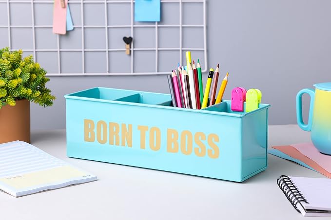 DUDKI Home Present Desk Organiser 4 compartments Decorative Pen Pencil holder, Vanity Kit, Travel Box, Makeup Box, Cosmetic Box, Storage Box, knife Holder, Spoon Holder-Gift Office Desk Decor