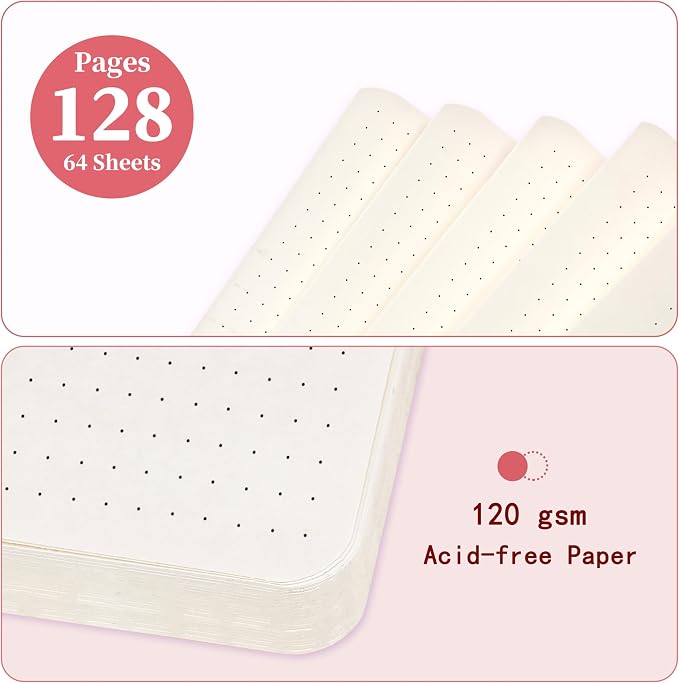 Dotted Journal/Notebook - Dot Grid Hard Cover Notebook, 5.3'' x 8.26''