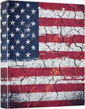 3 Ring Binder Retro American Flag 1.5" Round Ring Binders View Binder with 200 Sheet for Kids School Supplies Women Men Office, 1 Pack