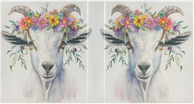 JIPONI 3 Ring Binder Watercolor Goat 1 Inch Round Binders for Men Women Students, Cute File Organizer for Office Home School