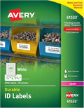 Avery Durable White Cover Up ID Labels for Laser Printers, 0.67 x 1.75, Pack of 3000 (61533)
