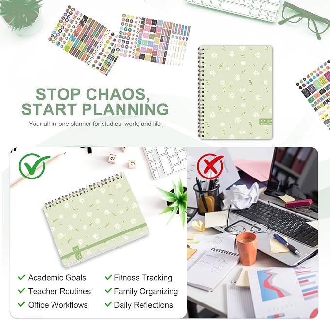 Planner 2026-2027, Weekly and Monthly Academic Year Calendar Planner, July 2026 - June 2027, Daily Agenda Book for Office School Supplies, Letter Size(8.5'' x 11'')