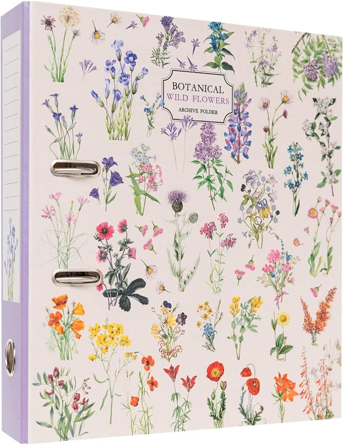 Grupo Erik Wild Flowers Lever Arch File - 2 Ring Binder A4, Cute Gifts | File Organiser 11 x 12.6 in - 28 x 32 cm Folders for Paperwork A4 | Cute Stationery Gifts