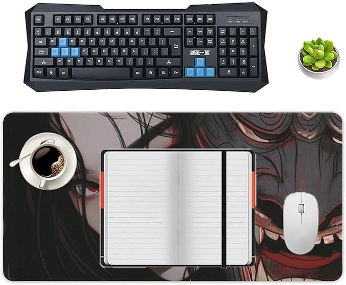 Large Mouse Pad Gaming Mousepad Japanese Fantasy Female Samurai Anime Girl Desk Mat for Keyboard and Mouse Mat Non-Slip Rubber Desk Pad 30x60cm, Style