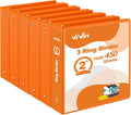 ViVin 2 Inch Round Ring View Binder for Durability, 6-Pack (Orange) | Standard 3 Ring Binder for 450 Sheets of US Letter Size Paper, PVC-Free, Clear Front Pocket, Office Home School Use