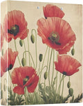 3 Ring Binder Red Poppy Flowers Vintage Poppies Floral 1.5 inch Binders Three Ring Binders with Clipboard Fit 8.5'' x 11'' Paper 3 Interior PVC Clear Pockets for Office Supplies