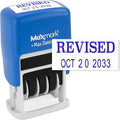 MaxMark Self-Inking Rubber Date Office Stamp with Revised Phrase & Date - Blue Ink (Max Dater)