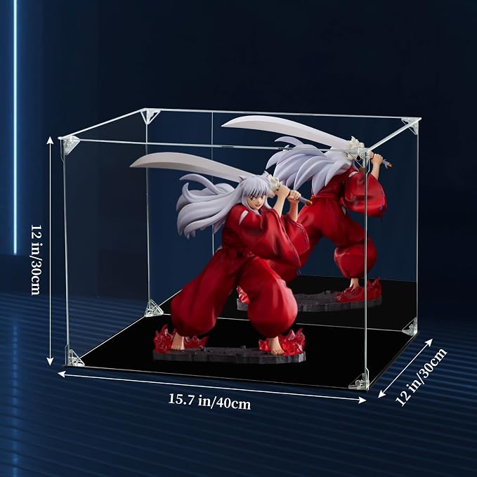 Acrylic Display Case Clear Action Figure Display Case with Mirrored Back, Dustproof Storage Display Box Alternative Glass Case for Collectibles Figures Models Doll Toys (15.7x12x12 inch, 40x30x30cm)