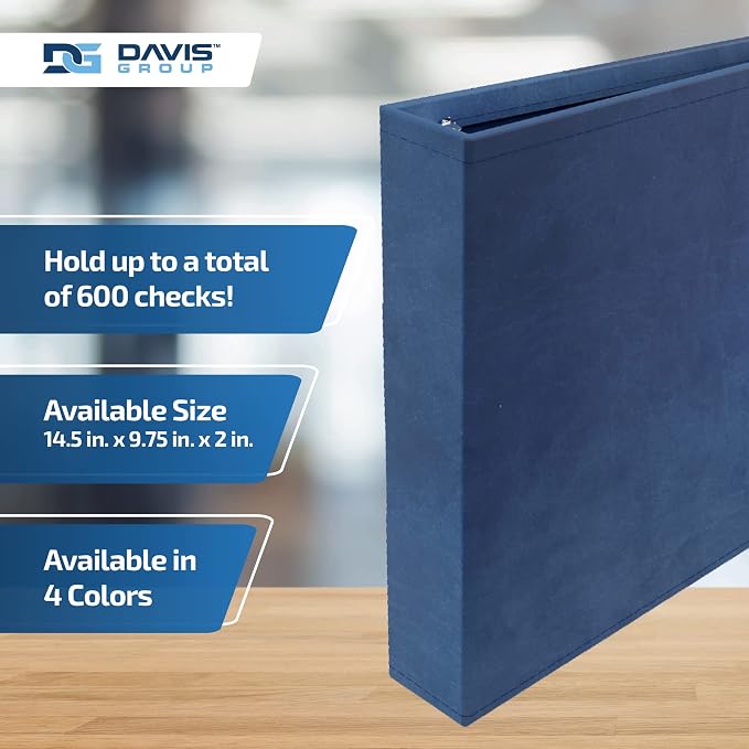 Davis Group Premium 3-Up Business Checkbook Binder, Big and Small Business Essentials for Checks, Navy Blue