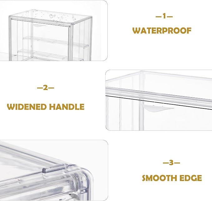 3 Layer Acrylic Display Case Stackable Clear Box for Collectibles,2 Pack | Removable Adjustable Partitions & Magnetic Door,Interlocking Stable Design,Dustproof Cover for Figurine Storage