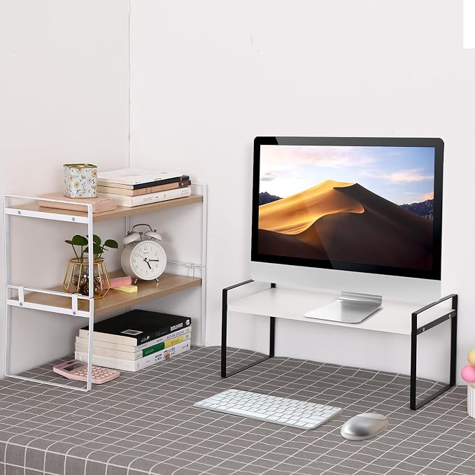 YGYQZ Desk Shelf Organizer, 2-Tier Desktop Bookshelf, Black & White | Detachable Design, 2-Tier Storage, Multi-Use Desktop Shelf, Compact Organization, Ideal for Office, Dorm & Home