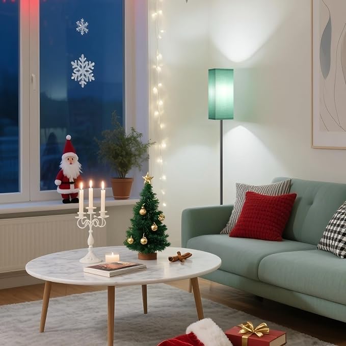 64.6" Floor Lamp, Pole Lamp with Foot Switch, Modern Standing Lamp, Minimalist Freestanding Lamp (Bulb Not Included), for Living Room, Bedroom Office ETL Listed, Black and Teal J07LD05