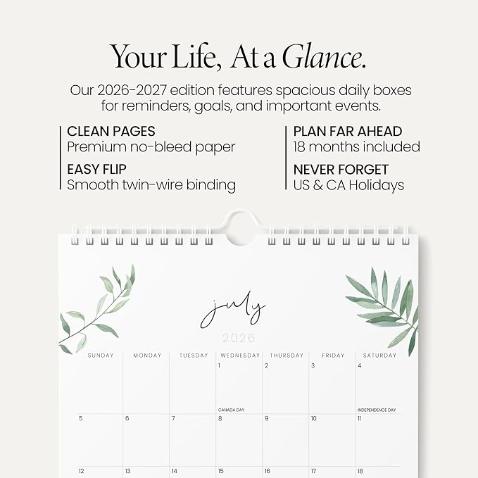 Karto Wall Calendar 2026-2027 8.5x11 in - Greenery