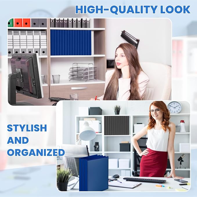 Henoyso 4 Pcs 1" Legal Size PP Plastic Binders with View Cover, Durable 3 Ring Blue Binders for 8.5" x 14" Paper, Hold up to 175 Sheets for Documents, Office, Home, Work Places